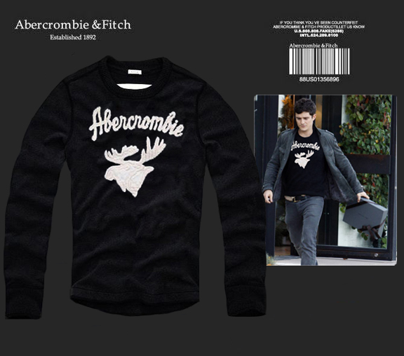 Abercrombie Fitch Hombres De Cuello Redondo Con Gente Fotos Largo Remera AF6098